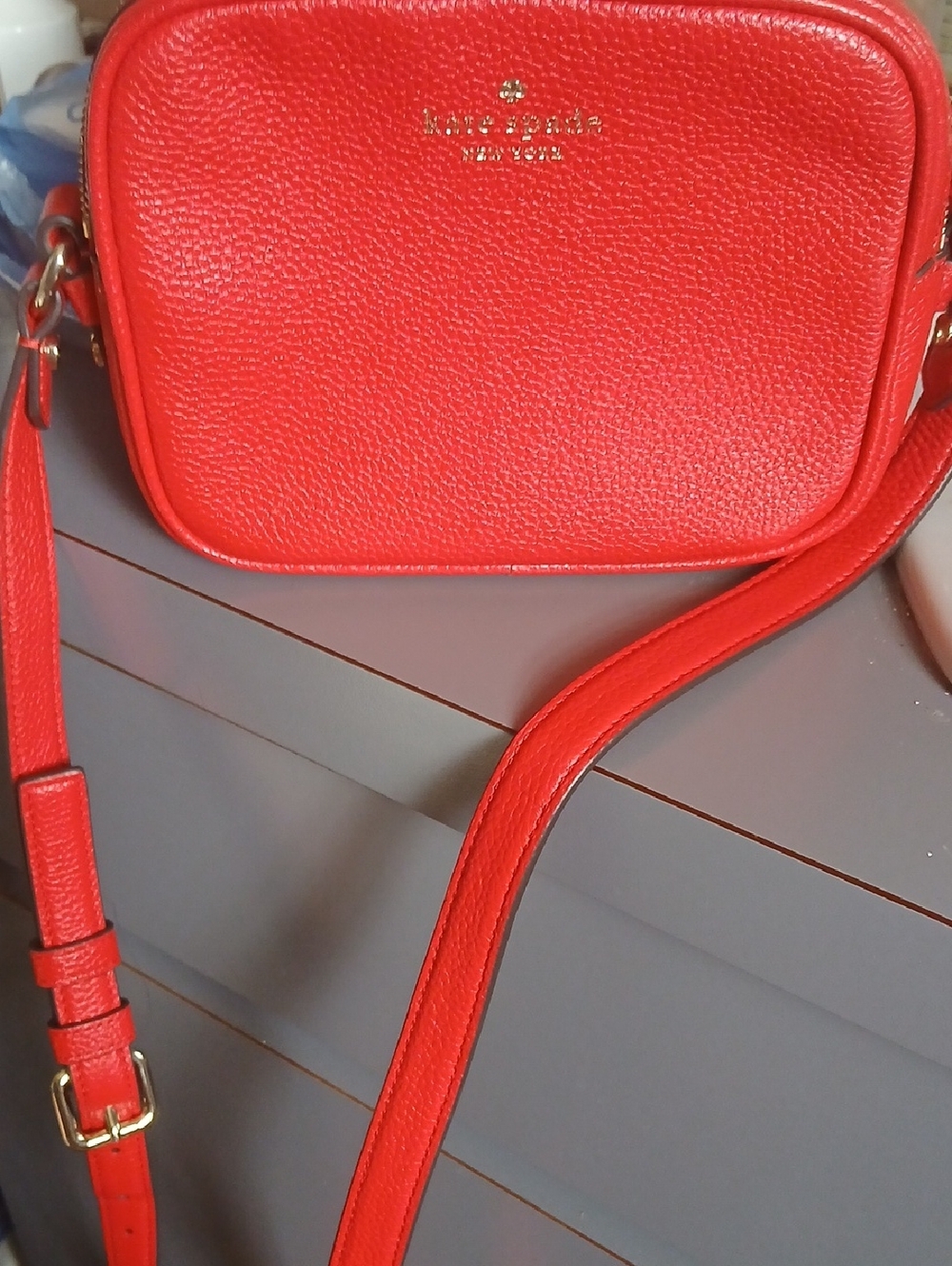kate spade Red Pebbled Leather Crossbody Bag